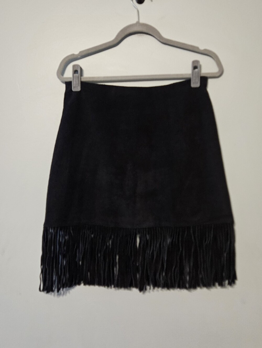 Passport Black Leather Fringe Mini Skirt
